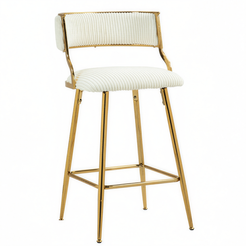 Set of 2 Modern Corduroy Bar Stools