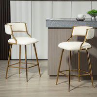 Set of 2 Modern Corduroy Bar Stools