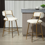 Set of 2 Modern Corduroy Bar Stools