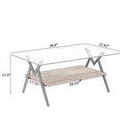 Modern Glass Coffee Table with Black Metal Legs