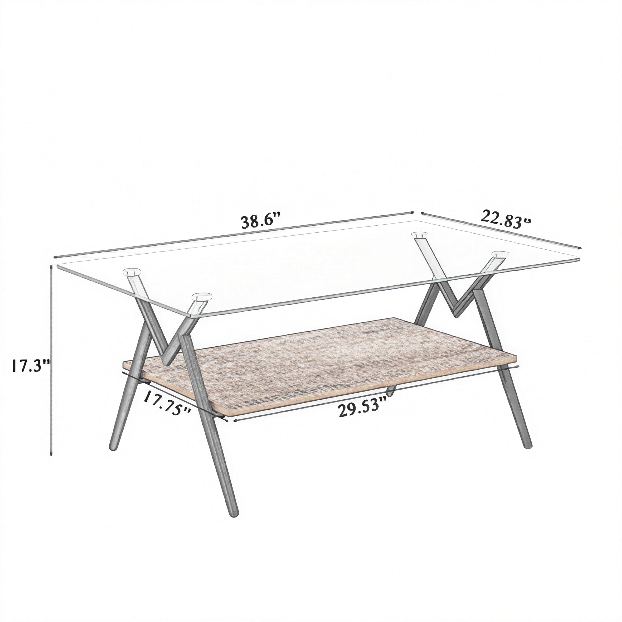 Modern Glass Coffee Table with Black Metal Legs